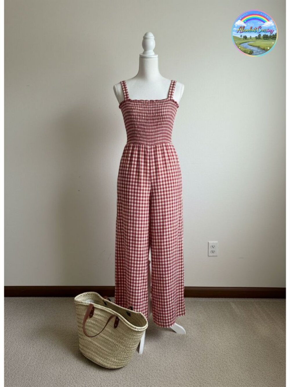 PRETTYGARDEN Womens Wide Leg Jumpsuit Smocked Sleeveless Square Neck
